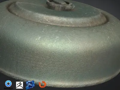 WW1 Realistic land mine Low-Rez with realistic texture 3D model Low-poly 3D model