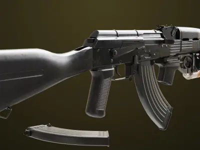 Light Machine Gun 10 Metal All PBR Unity UE Textures Low-poly 3D model