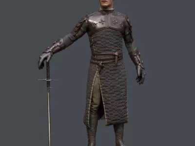 Medieval Squire Warrior PBR  Low-poly 3D model