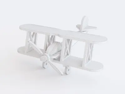 Wooden toy biplane 01 3D model