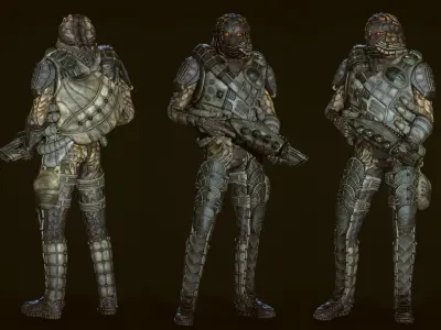 Alien soldier Low-poly 3D model