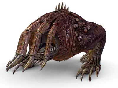 Low Poly Monster Big Tusks Huge Mouth Low-poly 3D model