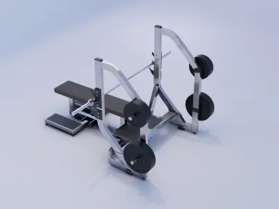  Barbell Bench Press Low-poly 3D model