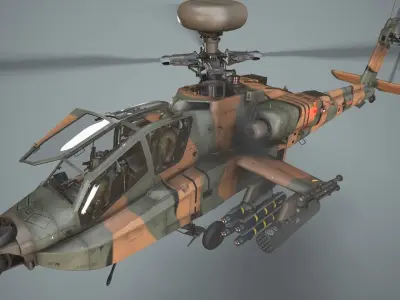 Apache AH-64D Japan Ground Self-Defense Force Complex Animation Low-poly 3D model