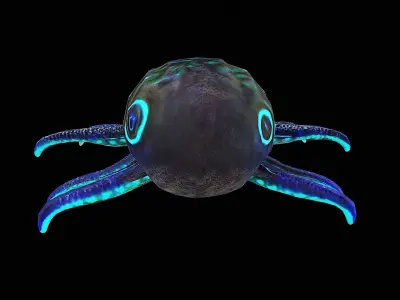 bioluminescent squid octopus Low-poly 3D model
