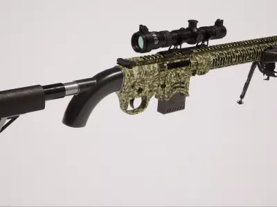 Sniper Rifle 1 Used Low-poly 3D model