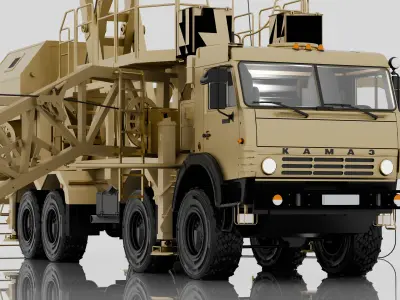 Russian Kamaz truck 8X8 with mobile Control - Premium Low-poly 3D model
