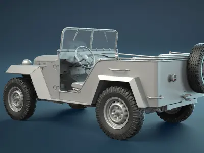 GAZ-67B Soviet Military Jeep High-Poly  3D model