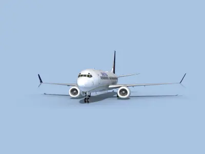 Boeing 737-800 Max United Airlines 3D model