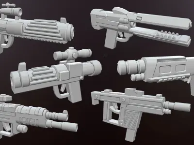 Sci-fi Gun Base meshes with uv 3D model