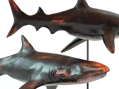 Deco Figurine Shark Base Low-poly 3D model