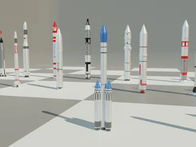 Rocket collection nasa chess set Low-poly 3D model