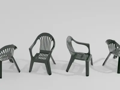 Plastic garden chair and table 3D model