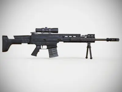 FN SCAR - H SV - Sniper Rifle - Highly Detailed - PBR Low-poly 3D model