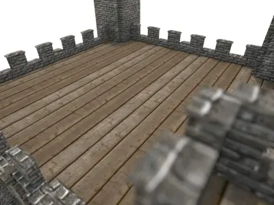 Medieval fortress interior and exterior 3D model