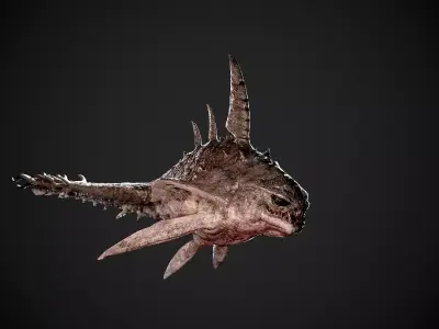 PBR Game Ready Horror Piranha Creature 3D Model Low-poly 3D model