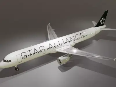 Airbus a321-211 star alliance low poly 3D Model Low-poly 3D model