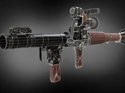 RPG 7 gun with scope Low-poly 3D model