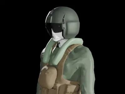 Black Hawk Helicopter Pilot Costume Rigged Low-poly 3D model