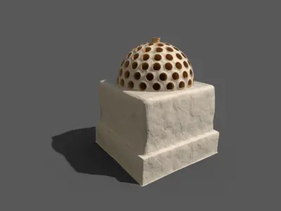 High medieval tiled stove Low-poly 3D model