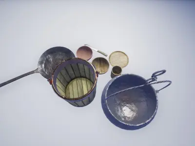 Anglo Saxon Viking Cooking Set Low-poly 3D model