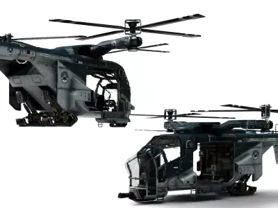 Stealth Helicopter Fully Rigged Tactical Attack Recon Aircraft 3D model