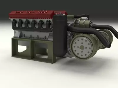 T-34 Engine and Transmission 3D model