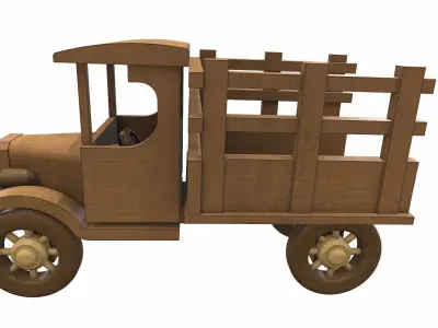 Wooden car toy truck 2 Free 3D model