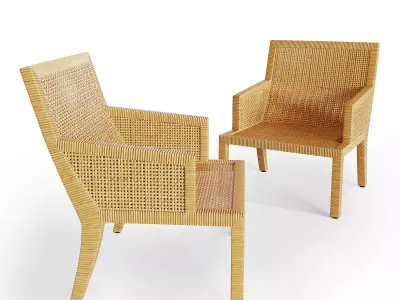 PAIR OF RATTAN ARMCHAIR 3D model