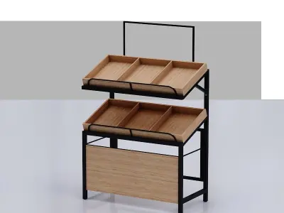 Stall model food display rack - wood Low-poly 3D model