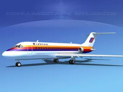 Douglas DC-9-20 United Airlines 2 3D model