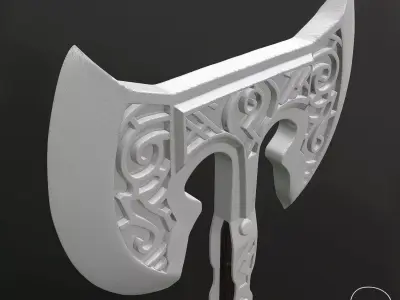 Medieval double-sided Ax Low-poly 3D model