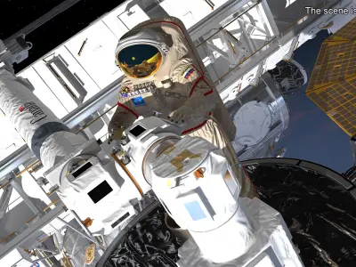 Russian Astronaut Spacesuit Orlan MK Rigged 3D model
