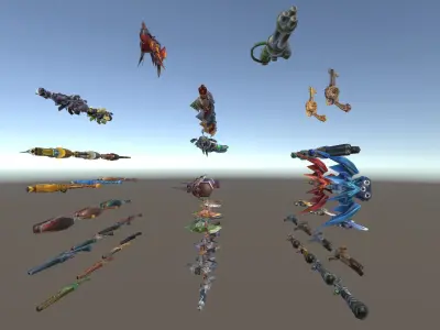 Cartoon Fantasy Weapons Guns Low-poly 3D model