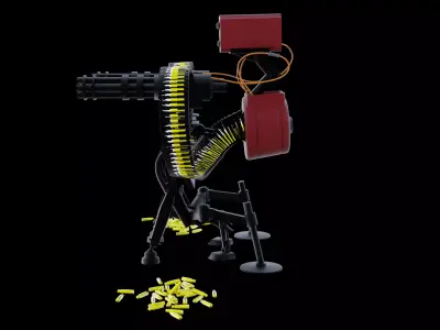 Sci-Fi Automated Turret Gun Game Ready 3D Model Low-poly 3D model
