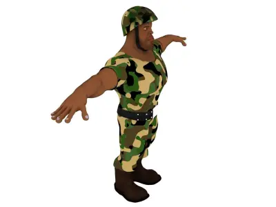 Soldier 3d lowpoly model in camouflage uniform Low-poly 3D model