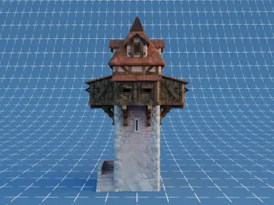 Medieval Watchtower Low-poly 3D model