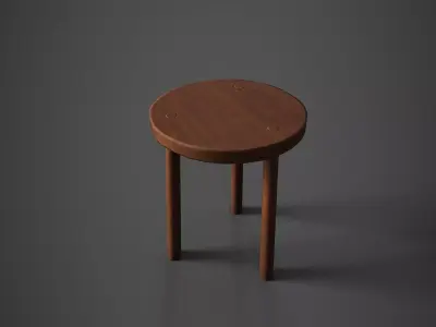 Simple Medieval Stool Low-poly 3D model