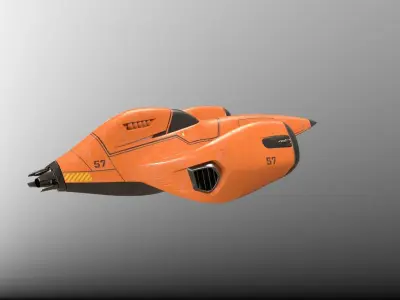 Futuristic sci-fi space racer jet Low-poly 3D model