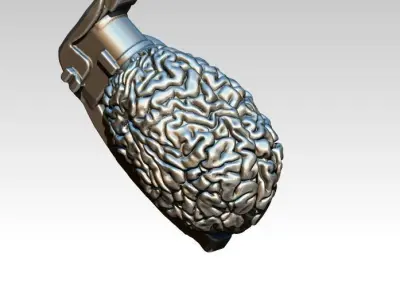 human Brain grenade highpoly modern art 3D print model