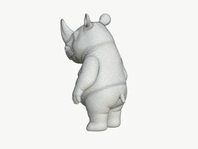 High-Quality Stylized Cartoon Rhinoceros 3D model
