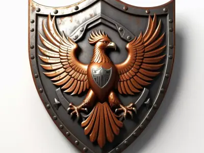 Medieval Eagle Crest Shield 3D model