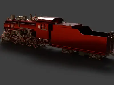 Steam locomotive train Low-poly 3D model