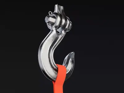 heavy duty winch crane or tow slip hook 3d model 3D model