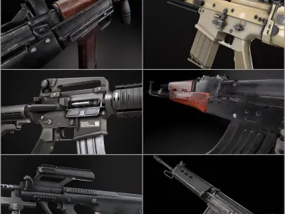 Modern AAA Mega all in one 30 weapons pack Game-Ready PBR Low-poly 3D model