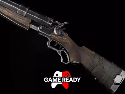 Game Ready Double Barrel Shotgun low poly  3D Model for Games VR Low-poly 3D model