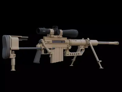 Tactical Bolt Action Sniper Rifle Game Ready Low Poly Low-poly 3D model