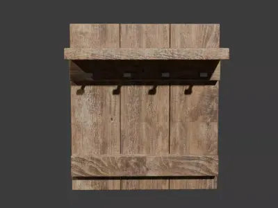 Simple Rustic Reclaimed Wood Keyholder Shelf Free low-poly 3D model