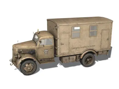 Opel Blitz - 3t Cargo Truck with Kofferaufbau- 21 PzDiv 3D model