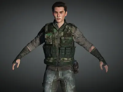 AAA Apocalypse Male Character 08 Low-poly 3D model